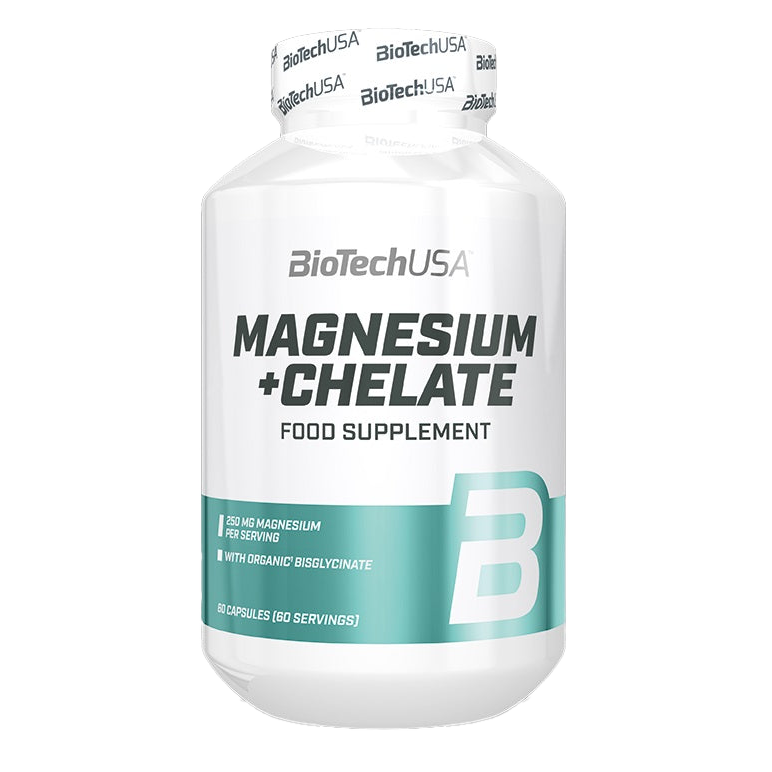 BioTechUSA Magnesium + Chelate 60 Capsules - High Absorption Magnesium Supplement for Muscle Recovery, Sleep & Stress Relief - Perfect for Athletes & Active Lifestyles