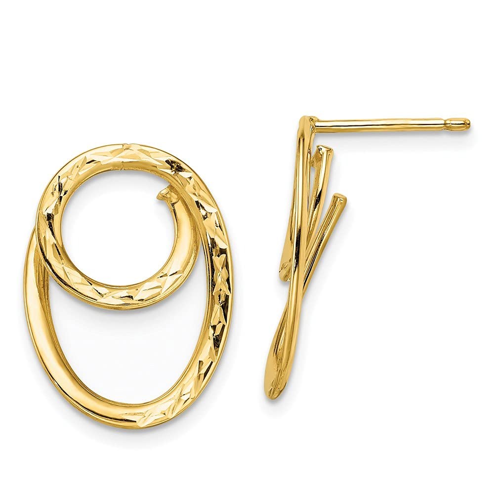 14K Gold Sparkle Cut Drop Dangle Earrings for Women - 23.25x14.5mm Elegant Long Post Earrings - Perfect Jewelry Gift for Weddings, Parties & Special Occasions