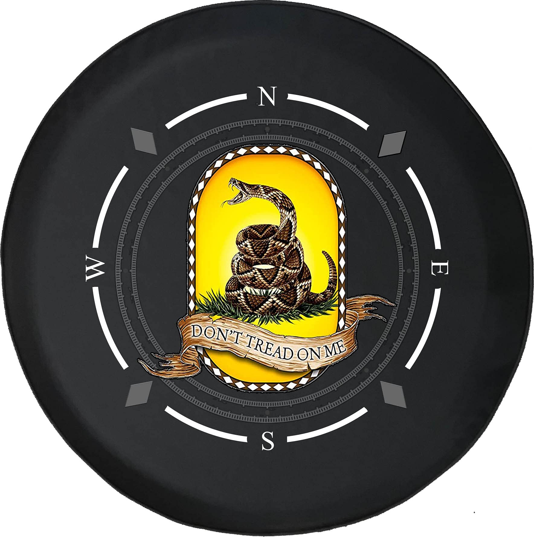 Premium American Flag Spare Tire Cover with Rattlesnake Design - Fits SUV, Trailer, RV & Most Vehicles - Durable Waterproof Wheel Accessory for Off-Road Adventures & Camping Trips
