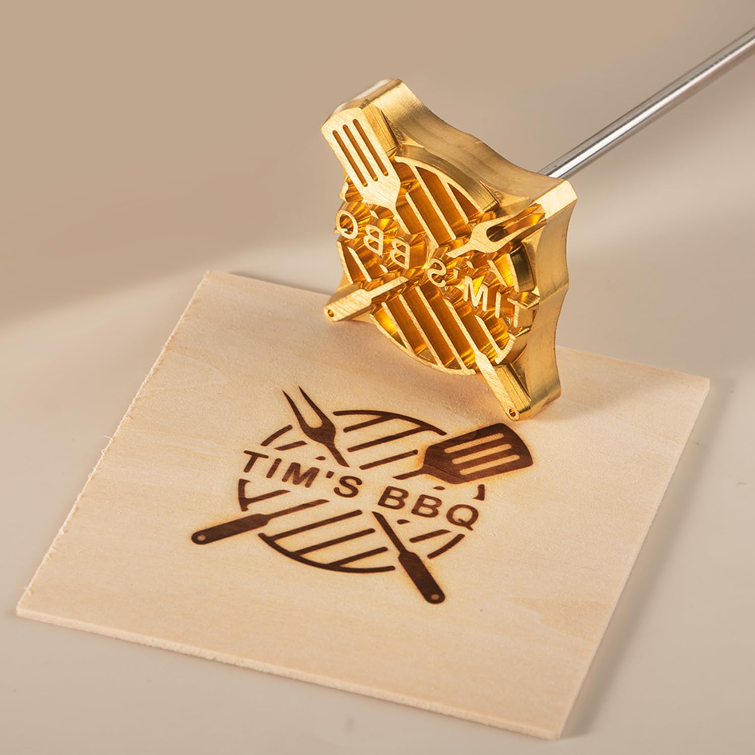 Custom Personalized Wood Branding Iron with Brass Stamp & Wood Handle - 4 Inch Wood Burning Tool for DIY Crafts, Leather, Woodworking - Perfect Gift for Craft Lovers (Great for Customizing Wood Projects, Leather Goods & Handmade Gifts)