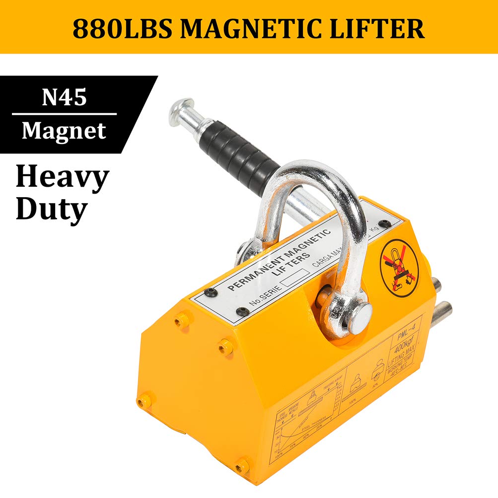 OCPTY 400KG Heavy Duty Permanent Magnet Lifter for Steel Plates, Beams & Scrap - Industrial Crane Hoist & Lifting Equipment for Warehouses, Construction & Metalworking