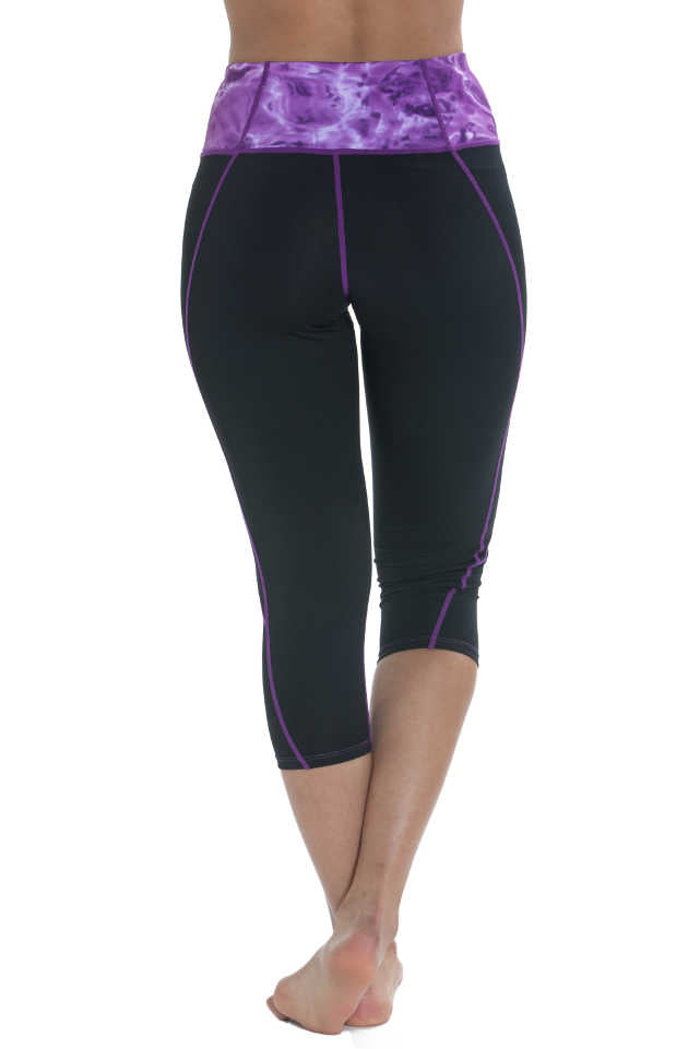 Women's High Waist Capri Swim Leggings - Quick Dry Workout Aqua Design for Yoga, Beach & Pool Activities