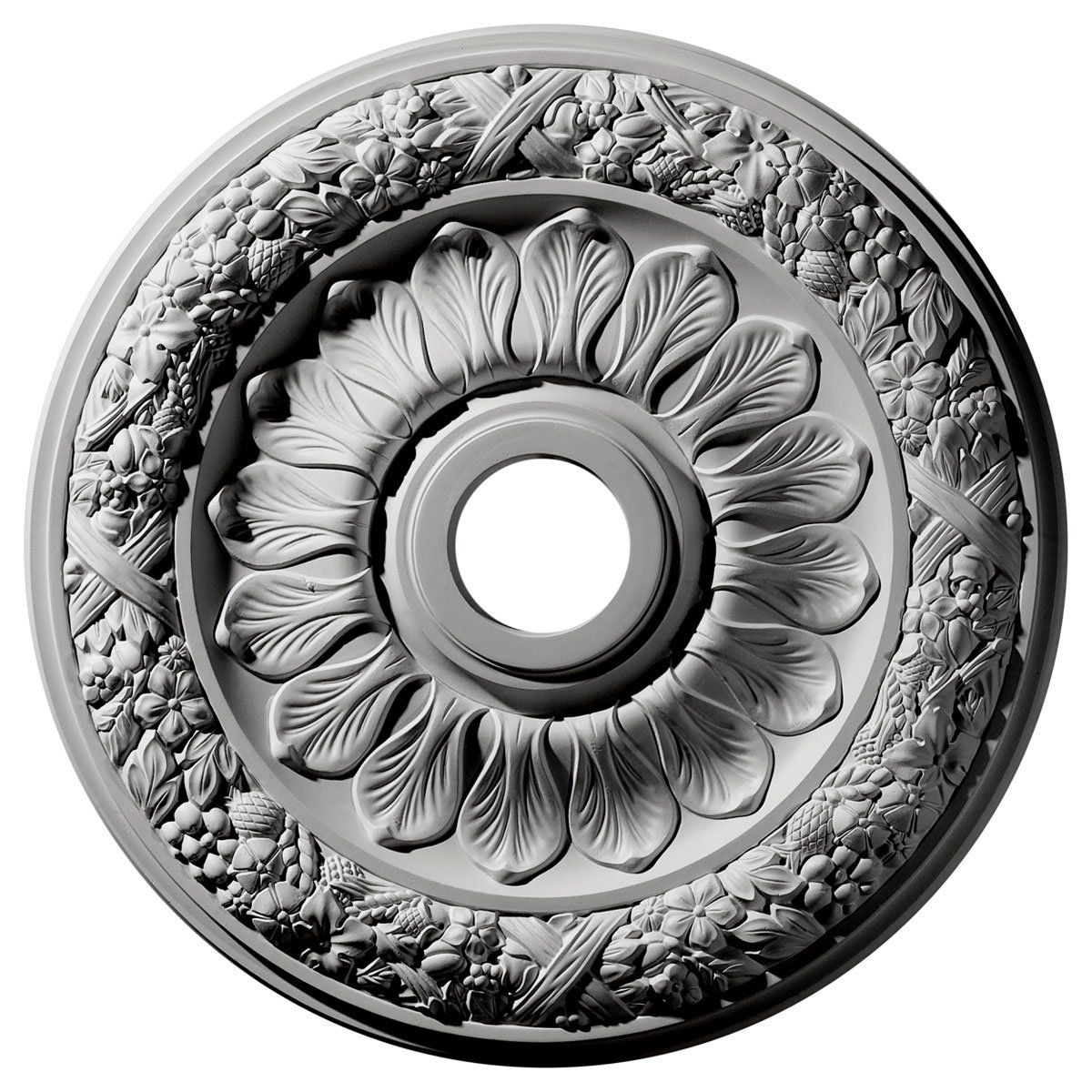 Ekena Millwork CM24SWGDF Swindon Ceiling Medallion - 24 Inch Outer Diameter, 4 Inch Inner Diameter, 1.5 Inch Projection - Hand-Painted Gobi Desert Design - Perfect for Victorian Homes, Dining Room Decor & Wedding Venue Ceiling Accents