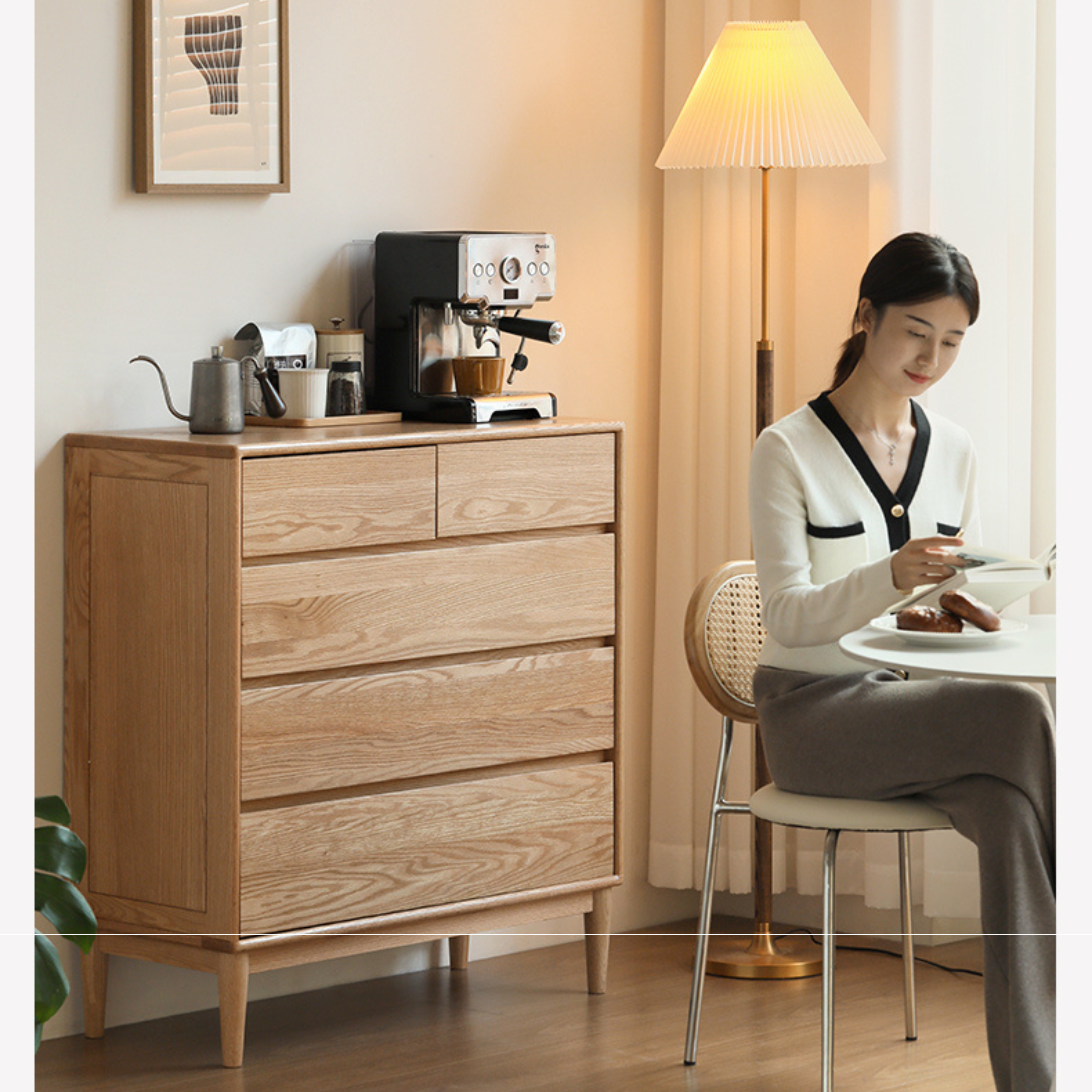 Oak Solid Wood Small Chest of Drawers - 3 Drawer Storage Organizer for Bedroom, Nursery, or Office | Compact Dresser for Clothes, Toys & Home Organization