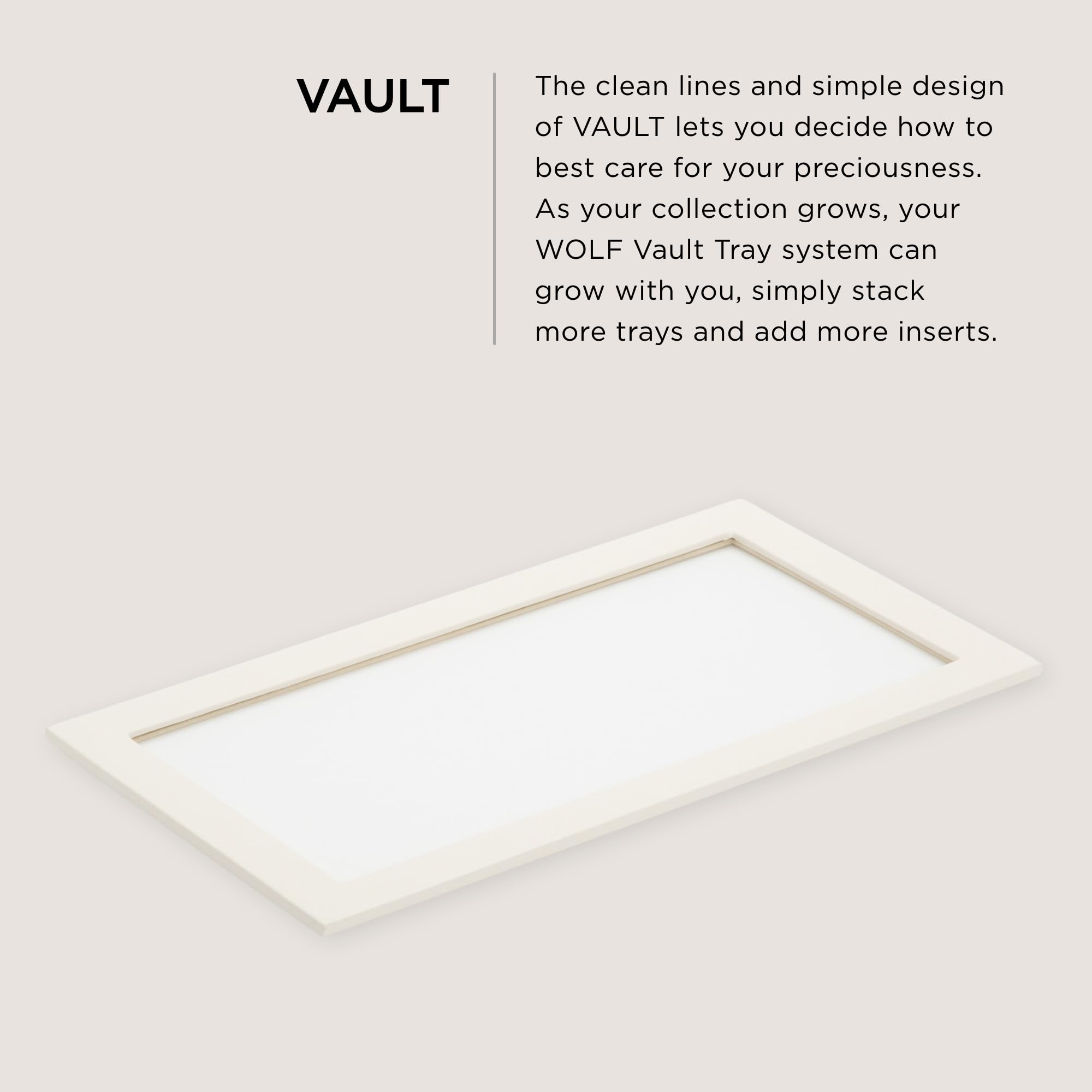 WOLF VAULT Tray with Glass Lid in Ivory - Vegan Leather Organizer Compatible with VAULT Tray Inserts - Perfect for Jewelry Storage, Vanity Organization & Home Decor