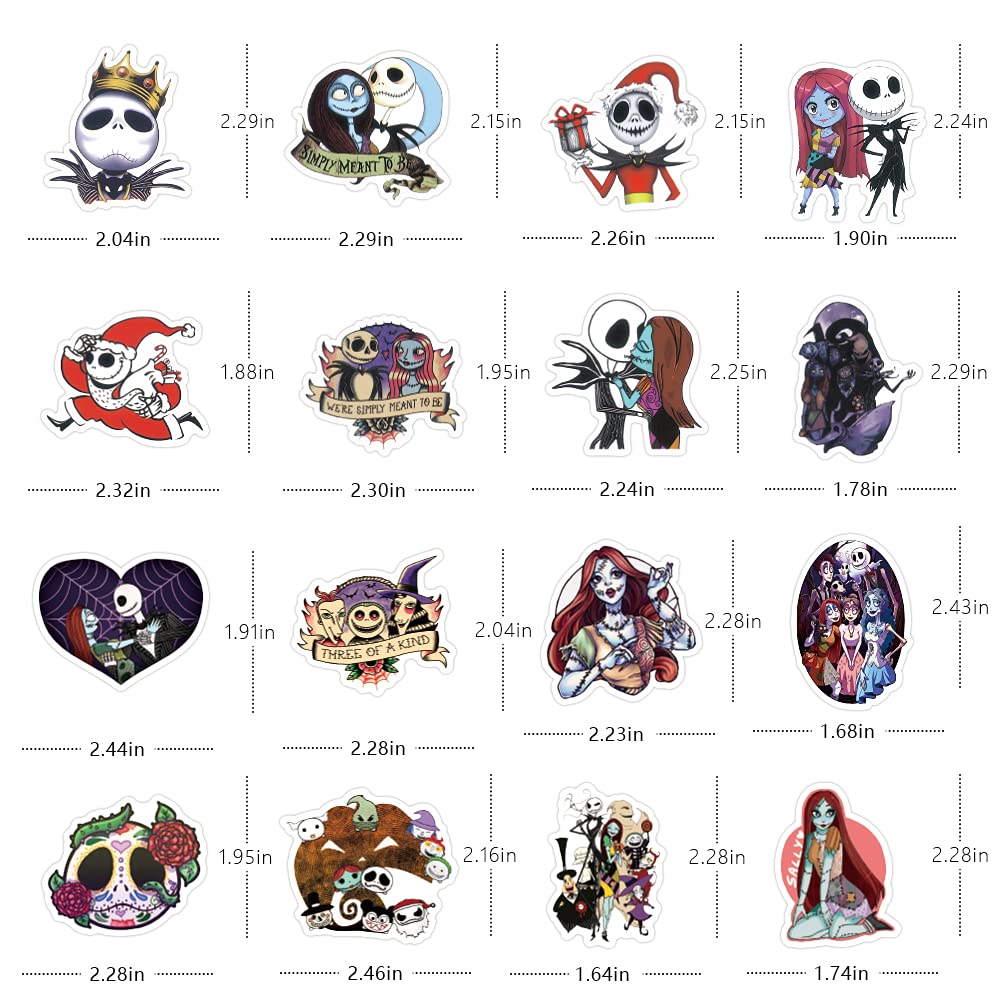 Nightmare Before Christmas Stickers Pack - 103PCS Halloween Anime Vinyl Decals | Waterproof Cute Stickers for Teens & Adults | Perfect for Laptop, iPad, Phone, Guitar & Luggage Decoration | Great Gift Idea for Halloween & Christmas