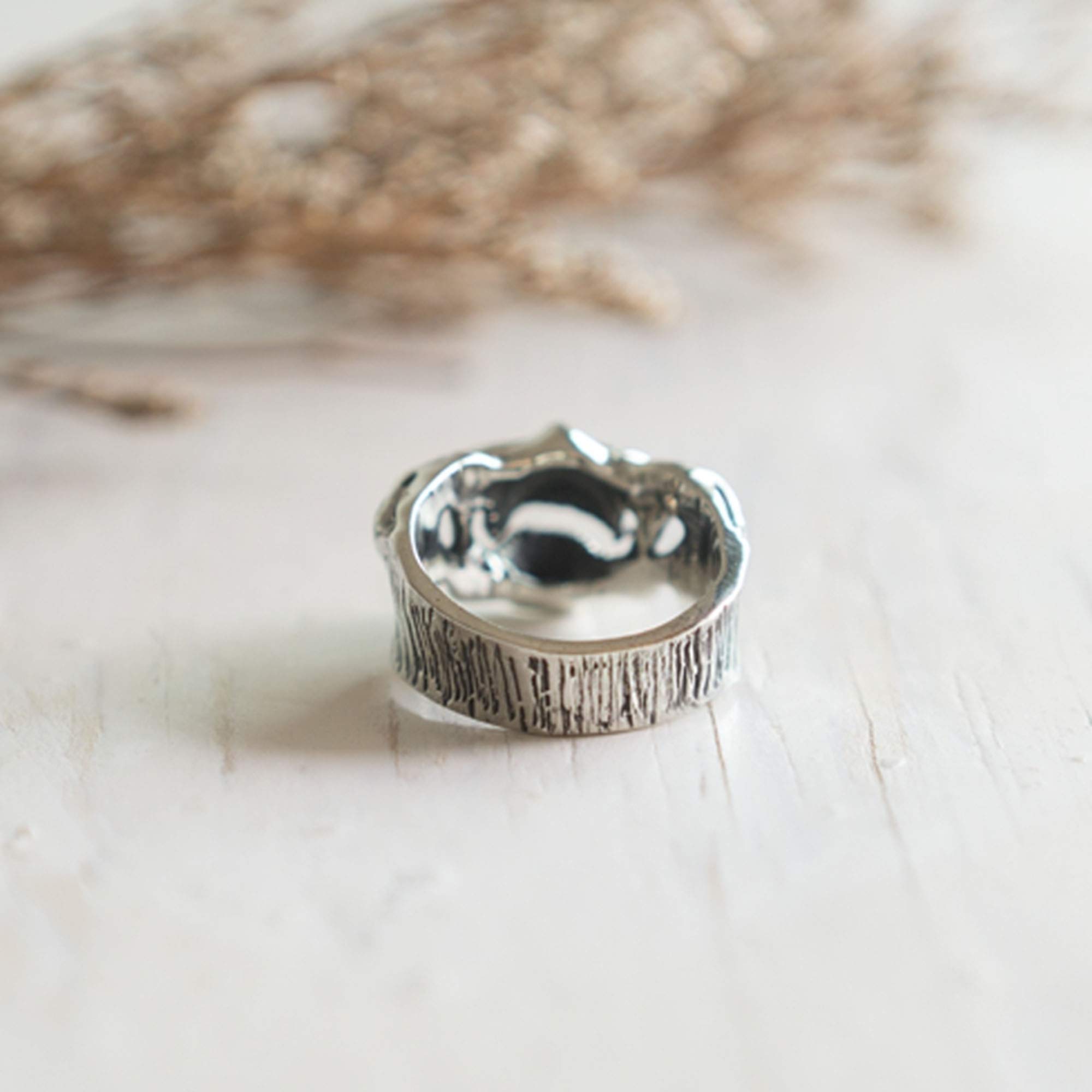 Devil Teeth Smile Ring - 925 Sterling Silver Skull Mask Biker Punk Vampire Jewelry for Halloween, Gothic Fashion & Motorcycle Accessories