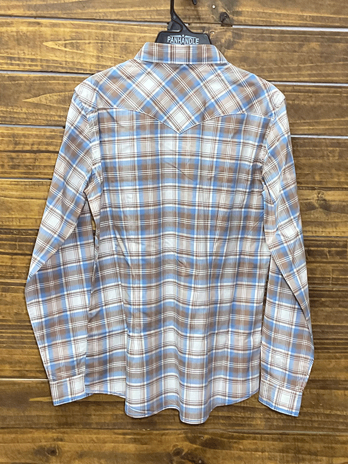 Panhandle R4S3271 Women's Long Sleeve Plaid Shirt in Taupe - Perfect for Fall Layering and Office Wear