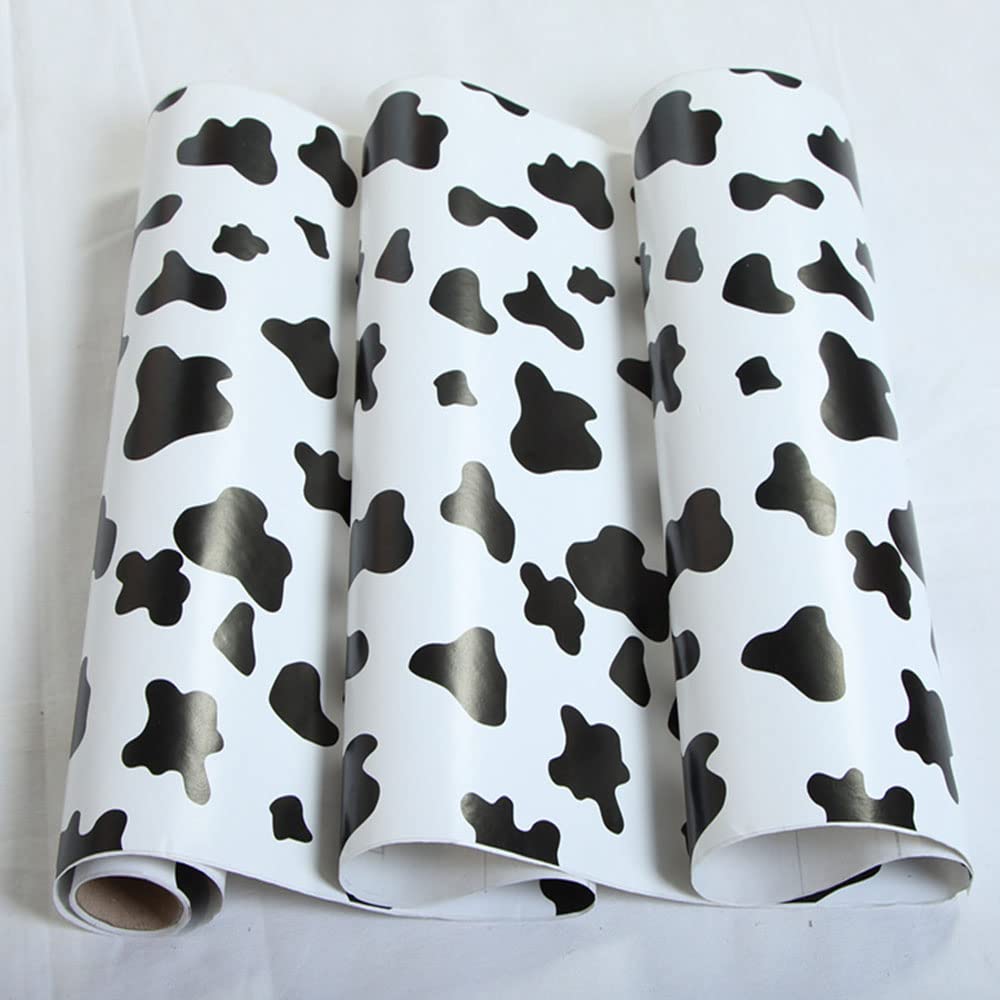 Self-Adhesive Black & White Cow Print Vinyl Contact Paper - 17.7