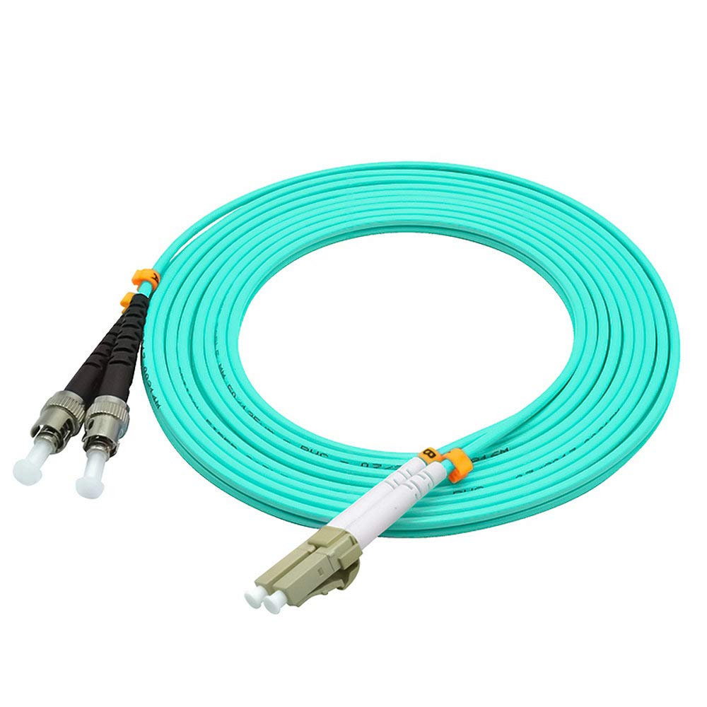 10G OM3 Multimode Fiber Optic Patch Cable LC to ST Duplex 50/125 - 100 Meters (328ft) - High-Speed Data Transmission for Data Centers, Server Rooms & Network Installations