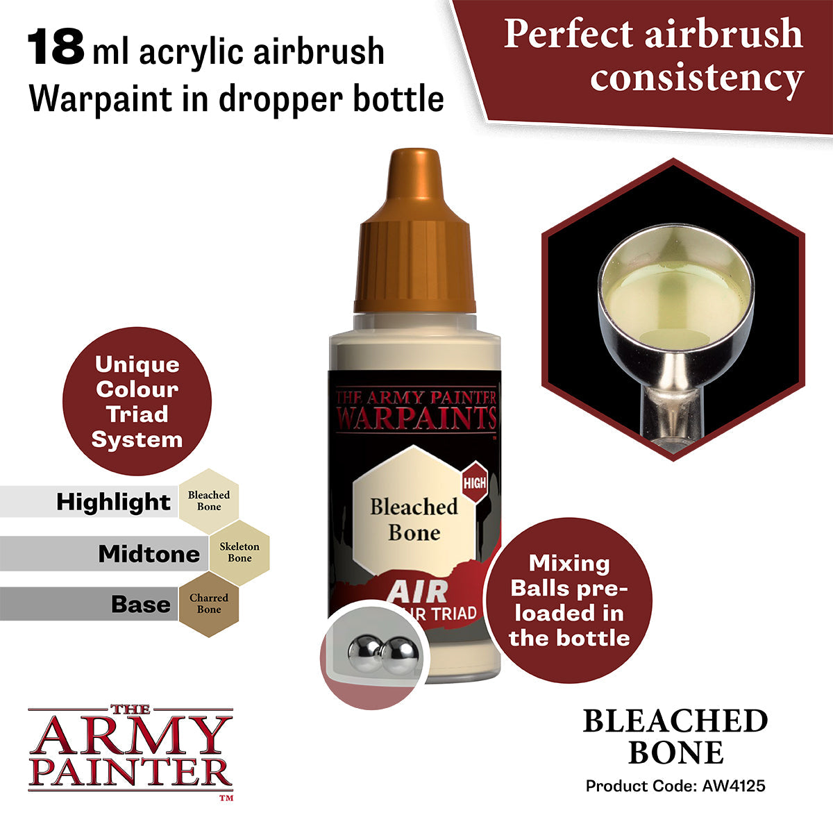 Warpaints Air: Bleached Bone - Premium Miniature Paint for Tabletop Gaming & Warhammer 40K Models - Perfect for Base Coating & Detailing