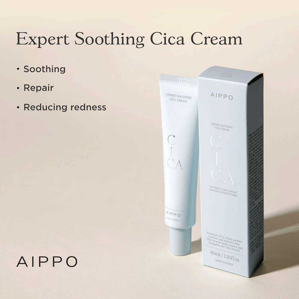 AIPPO Expert Soothing Cica Cream 40ml - Korean Skin Repair for Dry, Sensitive & Acne-Prone Skin | Perfect for Night Care & Post-Procedure Recovery