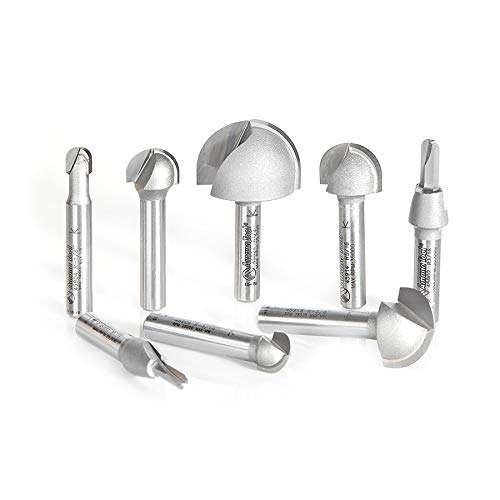 Amana Tool AMS-420 8-Piece Carbide Tipped Core Box Router Bit Set with 1/4