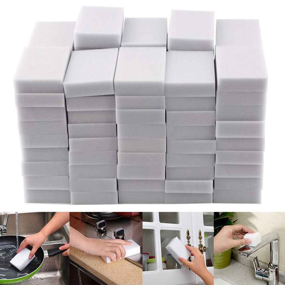 Novania Eraser Sponge - 20 Pack Durable Cleaning Sponges for Kitchen, Bathroom, Car, Sink & Shoes | All-Purpose Scrub Pads for Household Cleaning | Bulk White Cleaning Sponges for Tough Stains & Messes