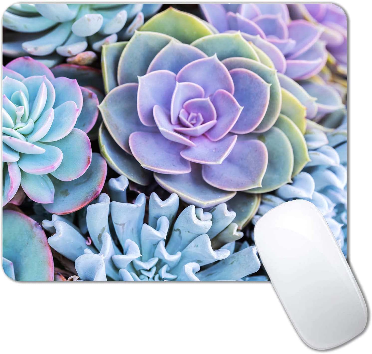 Premium Succulent Mouse Pad - Non-Slip Rubber Base, Waterproof Square Mouse Mat for Office & Laptop (9.5