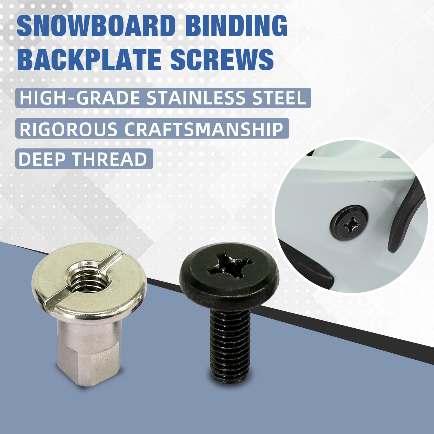 **Replacement Snowboard Binding Backplate Screws Set - Compatible with S-TEPONE High-Performance Fasteners - Includes Ergonomic Handle Screwdriver - Perfect for Snowboard Maintenance & DIY Repairs**