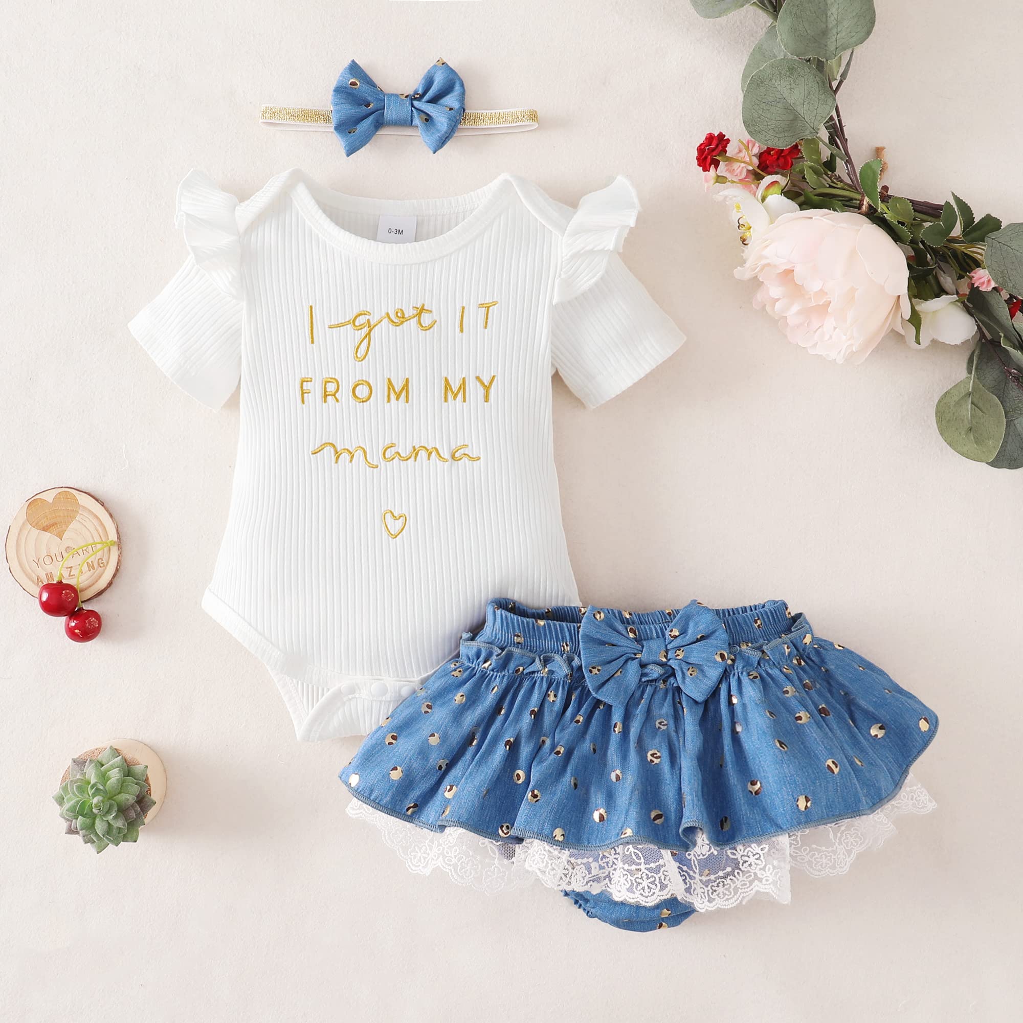 Mioglrie Newborn Baby Girl Clothes Set - Floral Romper & Shorts Outfit for Summer | Cute Infant Toddler Outfits for Playtime, Photos & Special Occasions