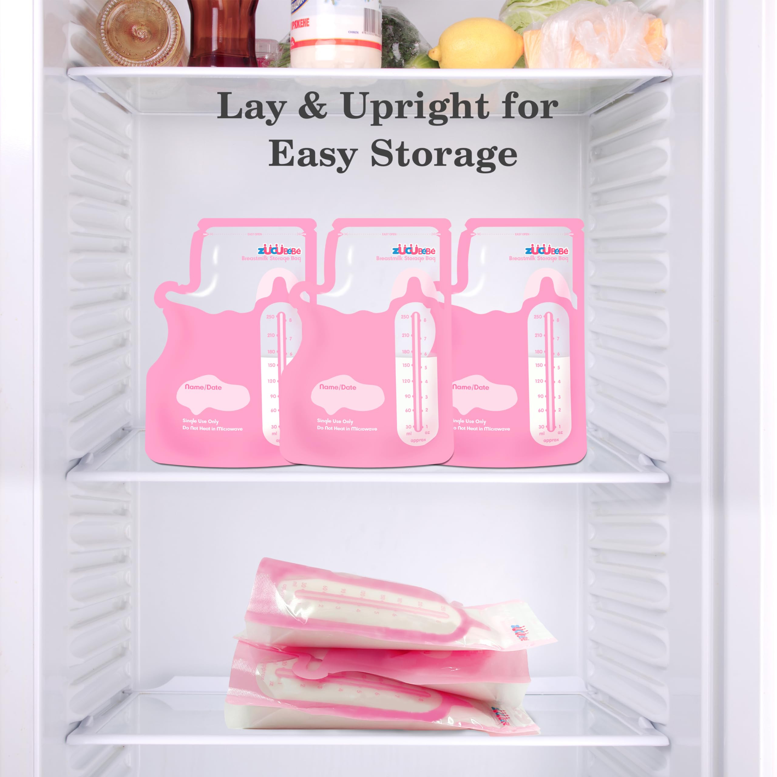 150 Count Breastmilk Storage Bags - 8oz BPA Free Breastfeeding Bags with Easy Pour Spout & Self-Standing Design for Refrigeration & Freezing - Ideal for Nursing Moms at Home or Travel