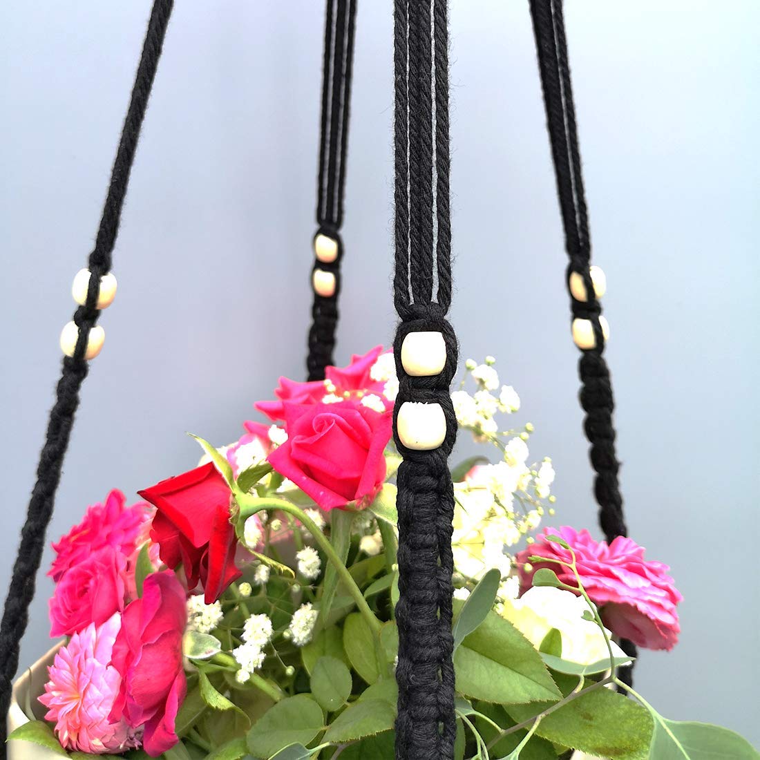 Belit 2 Pack Cotton Rope Hanging Plant Holder - Indoor Outdoor Hanging Planter Stand for Flower Pots, Home & Garden Decor (Perfect for Balcony, Patio, and Living Room Decorations)