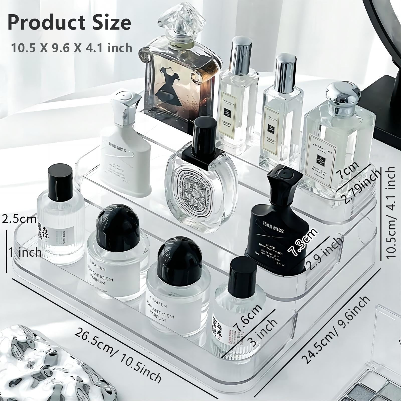 2-Pack Clear 3-Tier Perfume Organizer Shelf - Sturdy Skincare & Medicine Storage Rack for Lotions, Spices, Vitamins - Perfect for Bathroom Counter, Kitchen Cabinet & Vanity Organization