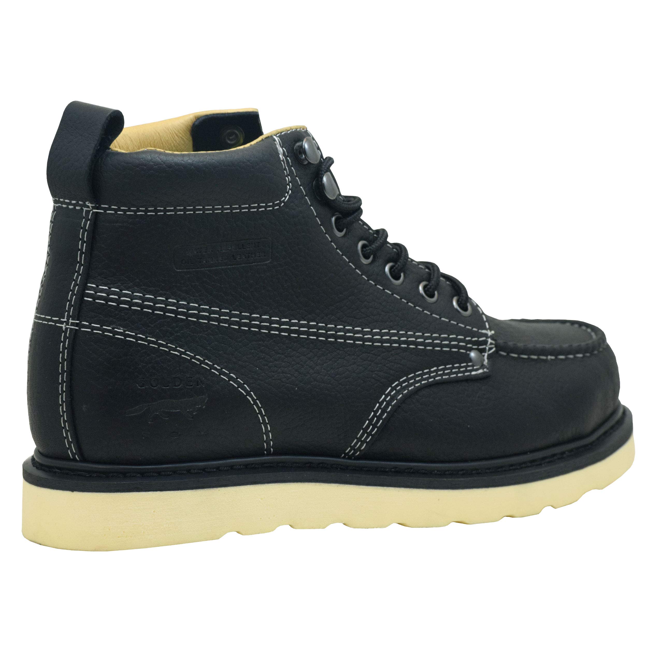 Golden Fox Men's 6-Inch Steel Toe Work Boots - Moc Toe Wedge Comfortable Construction Boots for Safety & Durability - Ideal for Construction Workers, Electricians & Heavy Labor Jobs