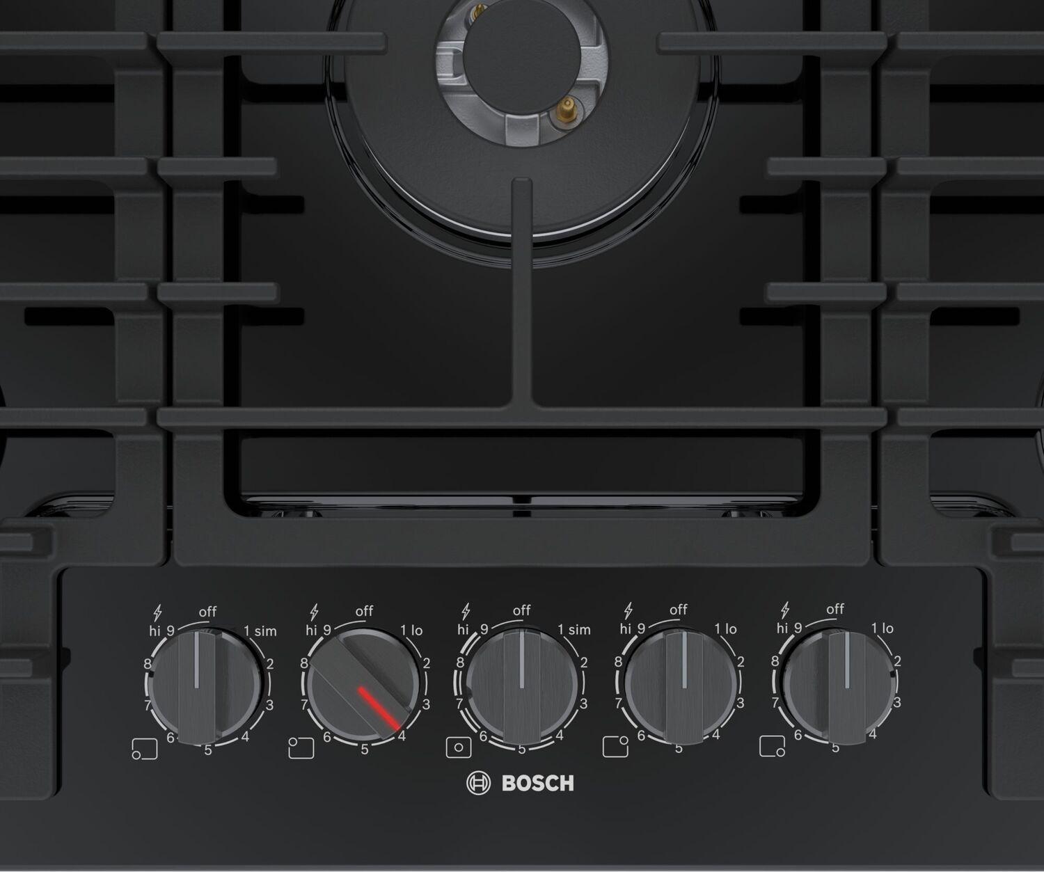 Bosch NGM8048UC 800 Series 30-Inch Black Gas Cooktop - Professional Grade Stovetop for Modern Kitchens, Perfect for Home Chefs & Entertaining