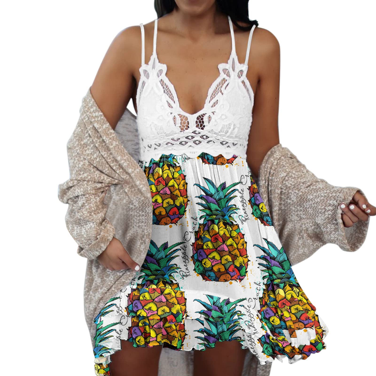 Women's Summer Floral Sleeveless Stretch Shirt Dress - Loose Fit Plus Size Casual Sundress for Beach, Vacation & Outdoor Activities