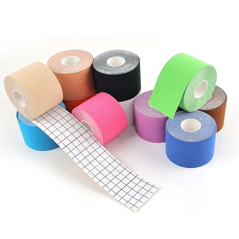 5 Sizes Kinesiology Tape - Waterproof Elastic Sports Tape for Muscle Pain Relief, Athletic Support & Recovery - Ideal for Gym, Tennis, Running & Physical Therapy