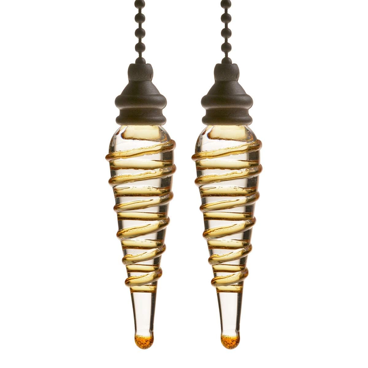 Decorative Ceiling Fan Pull Chain Set - 12 Inch Bronze Chains with Spiral Pendant - 2 Pack - Perfect for Home, Bedroom, Living Room & Office Lighting Decor
