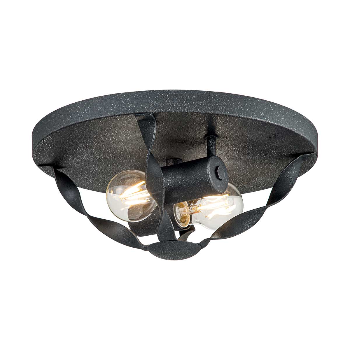 Bradbury 2-Light Flush Mount Ceiling Light Fixture - Antique White/Grey Ash Finish with E27 Socket - Perfect for Bedroom, Living Room & Hallway Lighting
