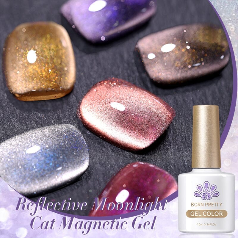 Reflective Moonlight Cat Magnetic Gel - 10ml Nail Polish for Night Glow & UV Protection - Perfect for Parties, Halloween & Nail Art Designs