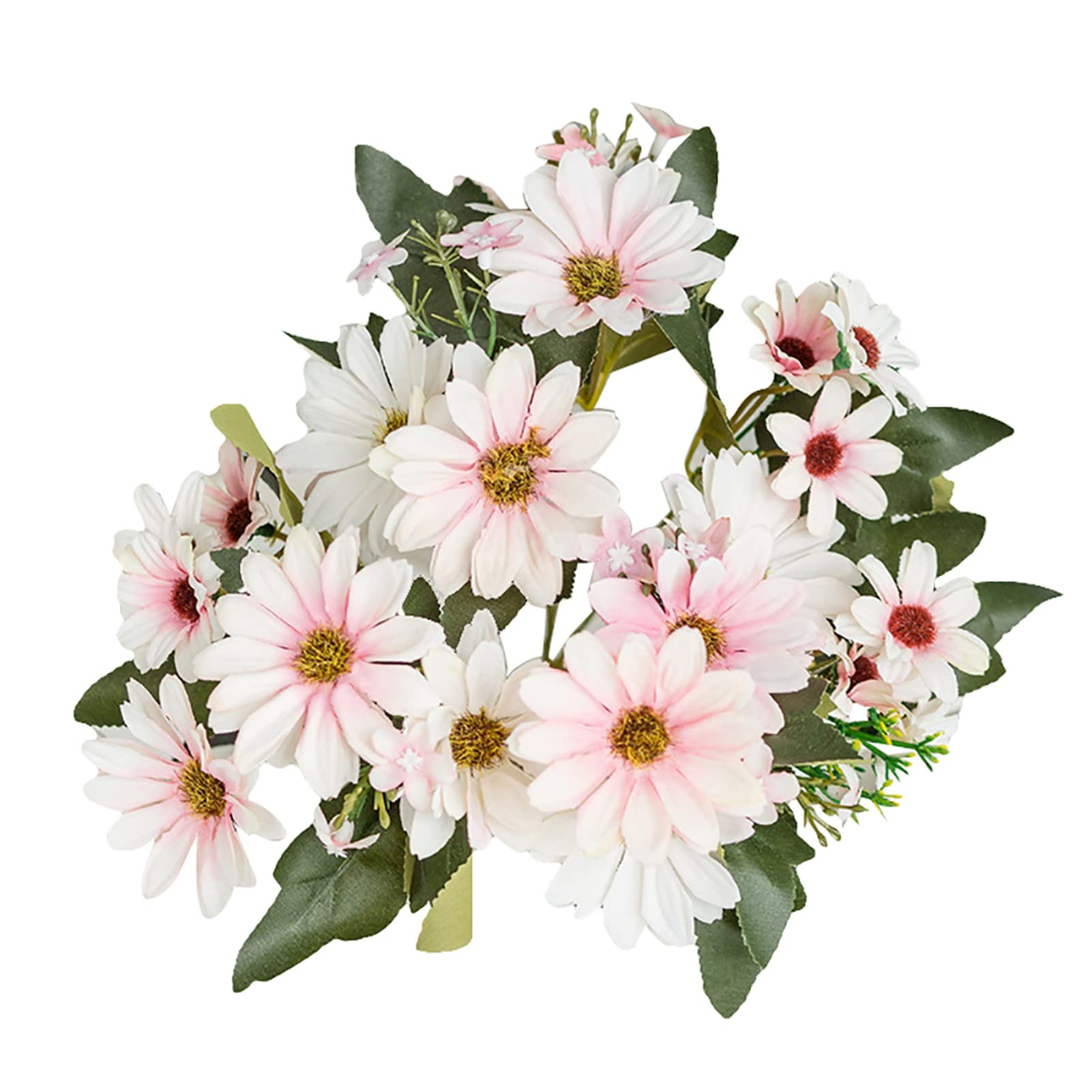 JESEBROD Artificial Daisy Flower - 1Pc Handmade Fake Plant for Home Decor, Garden, Wedding & Party Table Centerpiece - Light Pink (Yellow+Purple) - Perfect for Indoor Decoration, Office Desk & Event Decorations