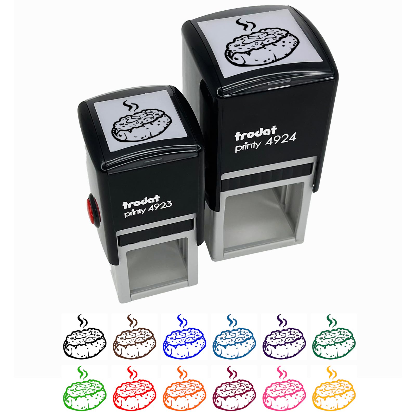 Self-Inking Rubber Stamp with Black Ink - 1 Inch Small Size for Baked Potatoes with Chives & Butter - Perfect for Food Labeling, Recipe Cards, and Kitchen Organization