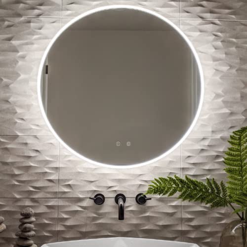 ZEEK 32 Inch Round LED Bathroom Vanity Mirror with Backlit Lighting - Anti-Fog, 4000K Natural White Light, Hardwired to Switch (Model M-RN32) - Perfect for Modern Bathrooms, Makeup Application & Spa-Like Experience