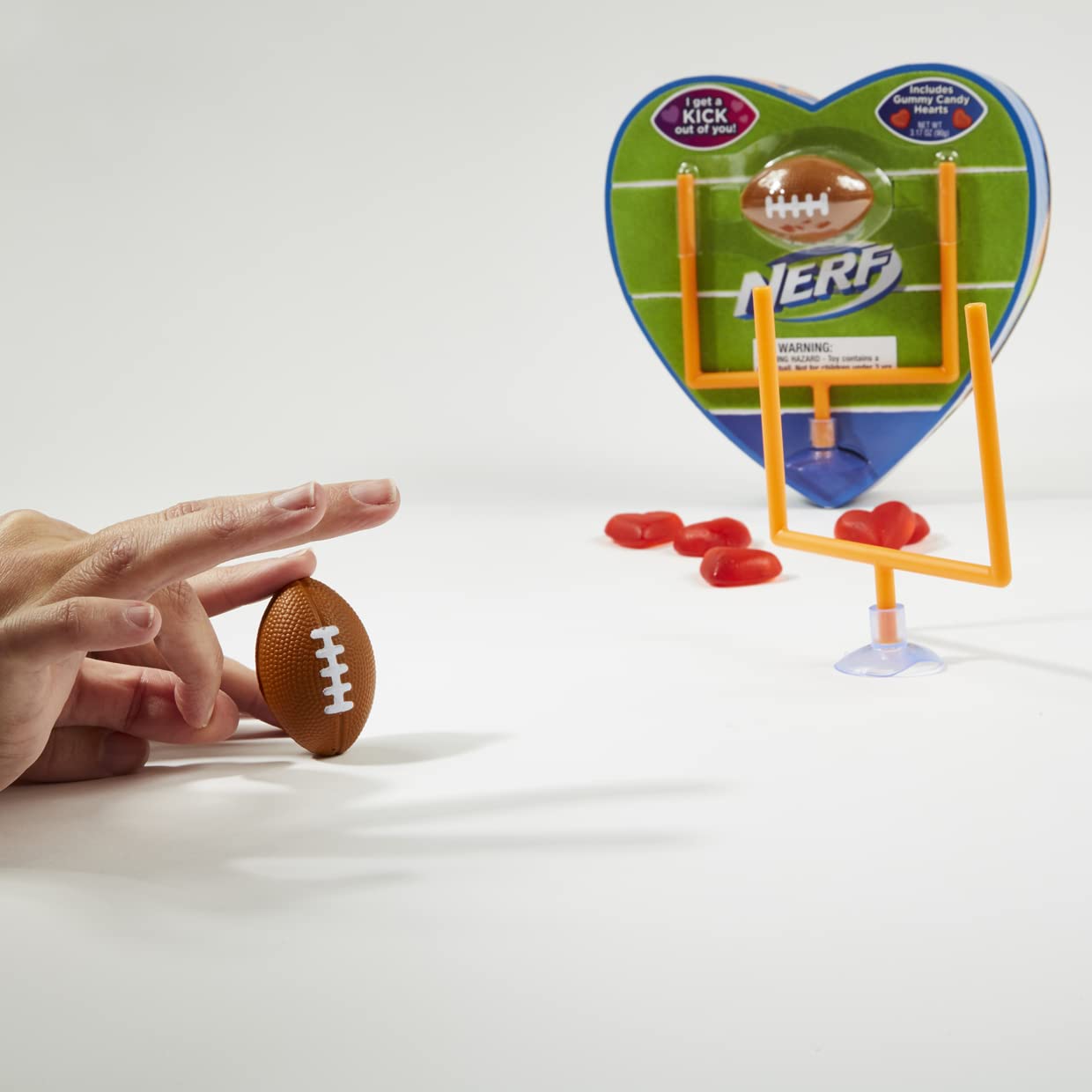 Frankford Candy Nerf Football Heart Shaped Chocolate Box - 3.17oz Sports-Themed Valentine's Day, Birthday & Father's Day Gift for Dad, Grandpa, Teachers & Coaches - Perfect for Game Day, School Events & Holiday Celebrations
