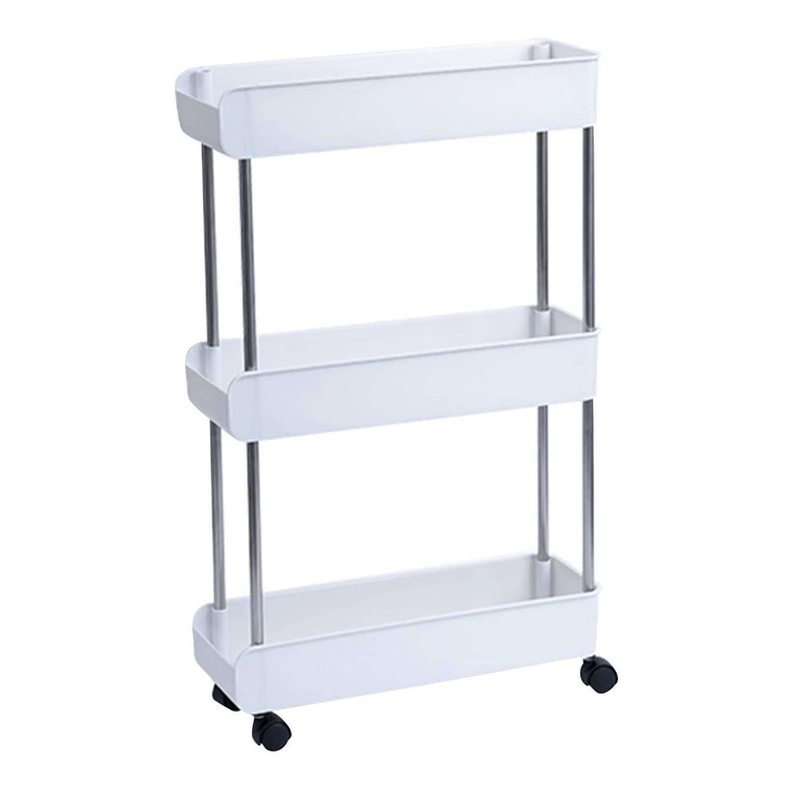 3-Tier Rolling Utility Cart with Wheels & Hanging Hooks - Multifunctional Storage Organizer for Kitchen, Bathroom, Office | Portable Standing Shelf & Service Trolley | Perfect for Home Organization, Restaurant Supplies & Workplace Storage