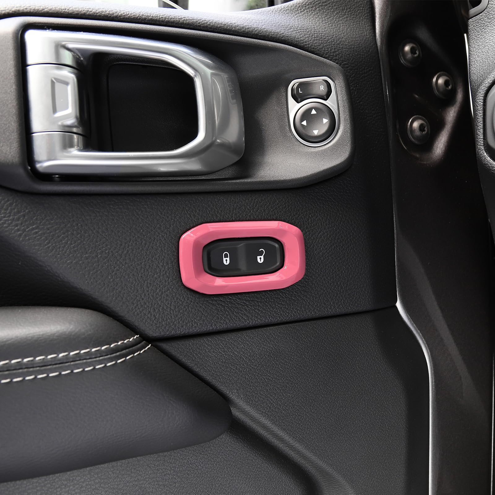 Jeep Wrangler JL JLU & Gladiator JT Door Lock Switch Button Trim Cover (2018-2024) - Pink Interior Accessories (2-Pack) | Upgrade Your Ride with Stylish Protection for JL/JT Models