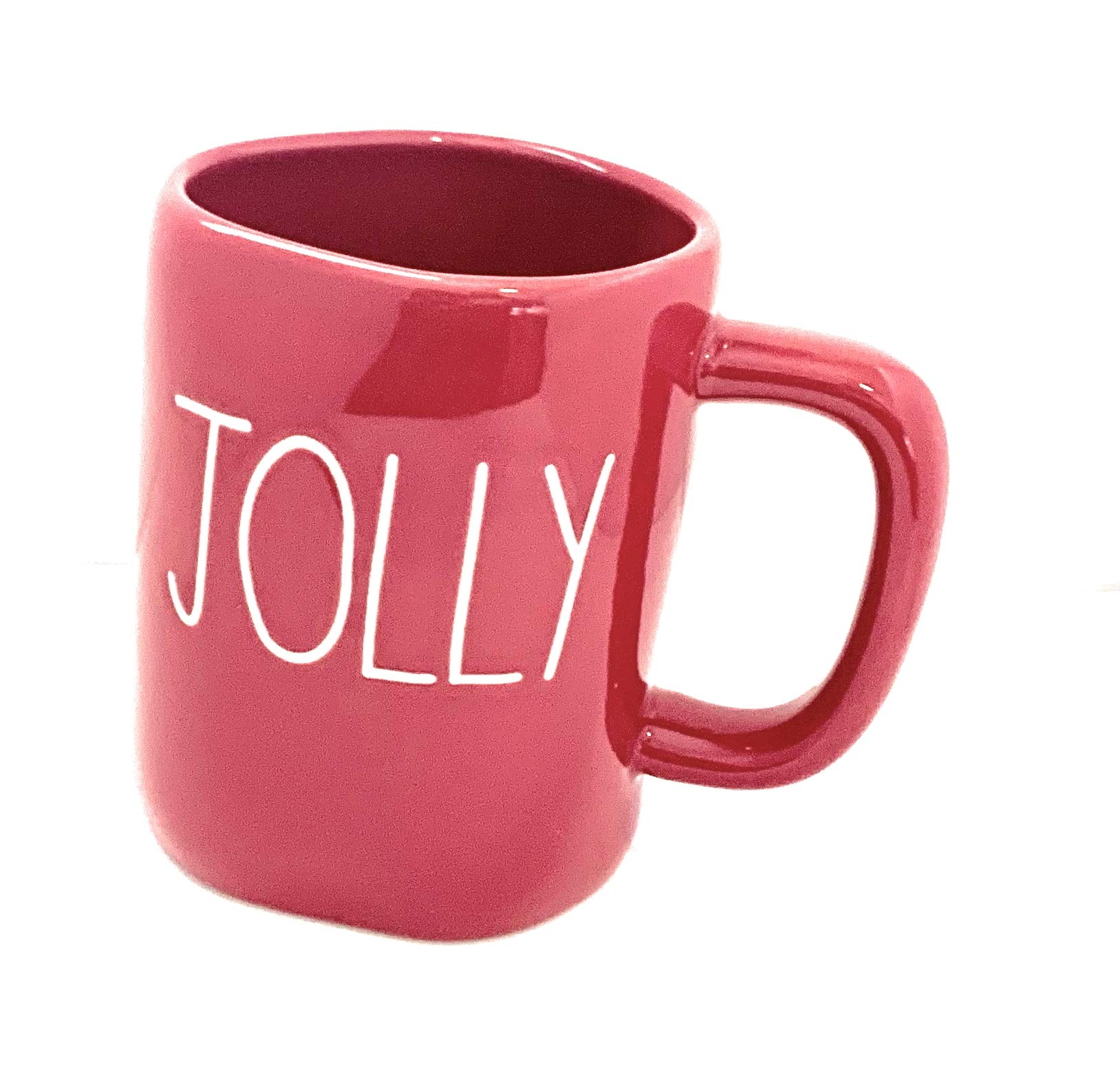 Rae Dunn Jolly Red Coffee Mug - 16oz Ceramic Cup for Tea, Hot Chocolate & Holiday Drinks - Perfect for Christmas Gifts, Cozy Mornings & Kitchen Decor