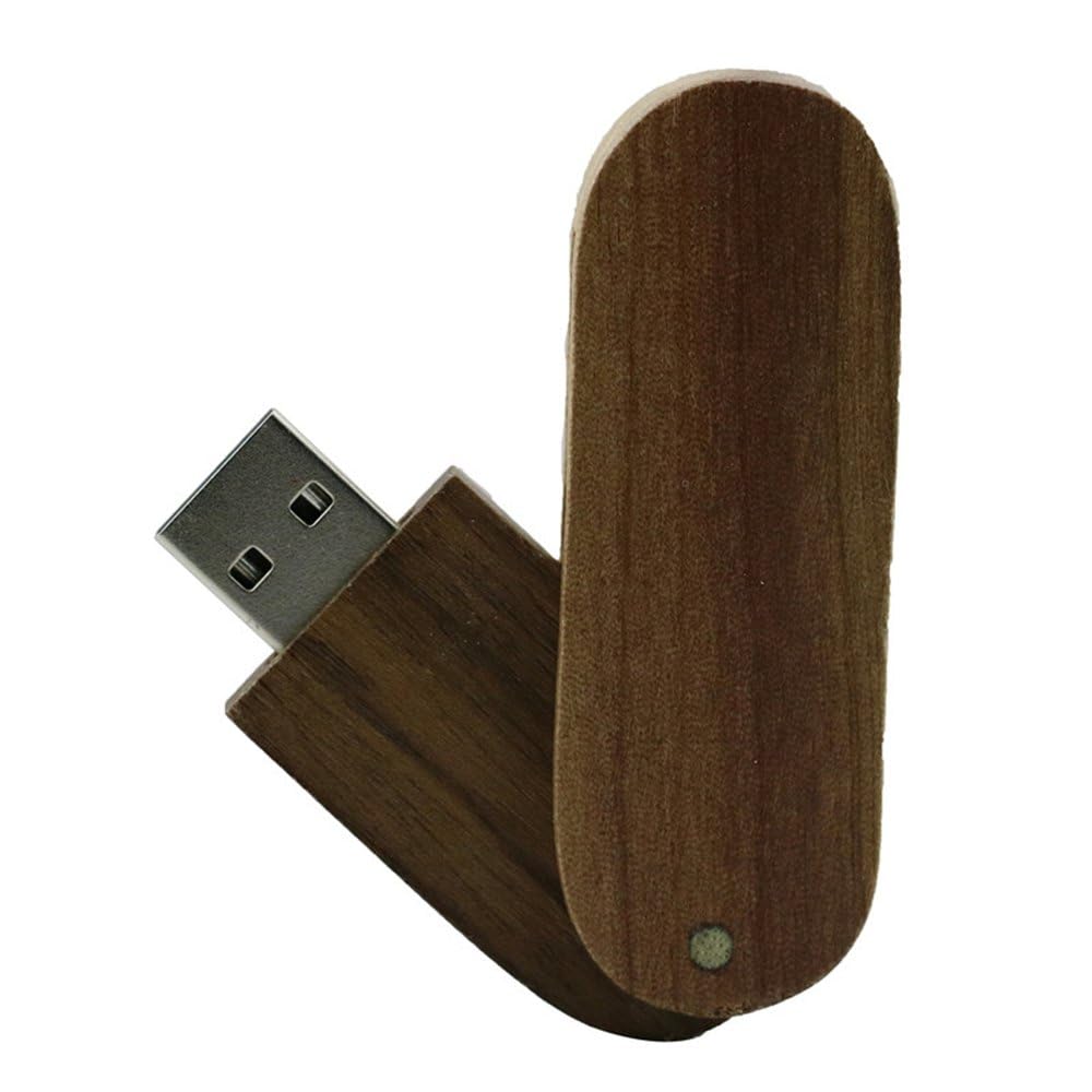 16GB Walnut Wood USB 2.0 Flash Drive - High Speed Rotational Thumb Drive with Keychain Hole - Perfect for Data Storage, File Transfer, School & Office Use