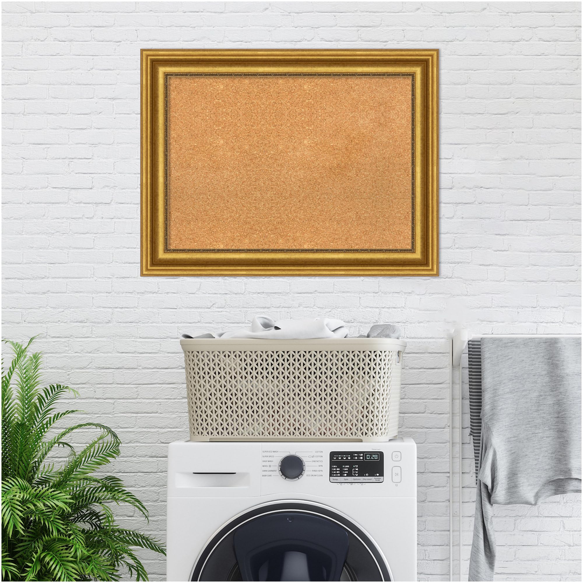 Premium Framed Natural Cork Bulletin Board with Gold Frame - 33.75