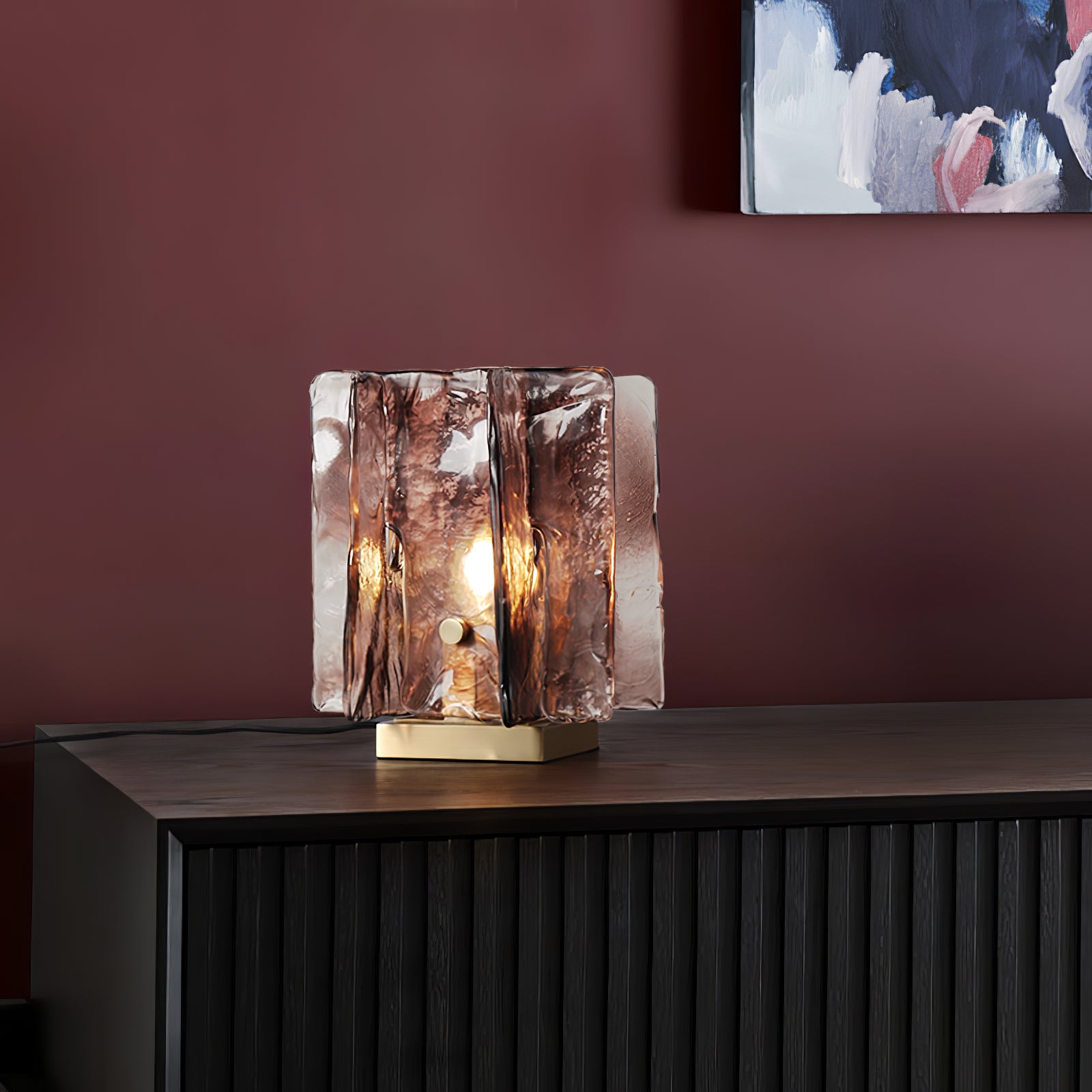 Amber LED Building Block Table Lamp - Modern Nightstand Light for Bedroom, Office, and Kids Room Decor - Perfect for Reading, Relaxing, and Creating Cozy Atmosphere
