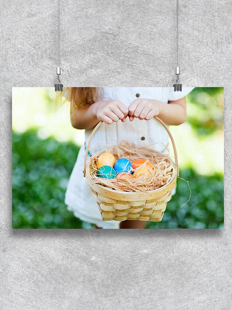 Vibrant Easter Eggs in Basket Poster - Spring Home Decor, Easter Party Supplies, Wall Art for Living Room & Nursery