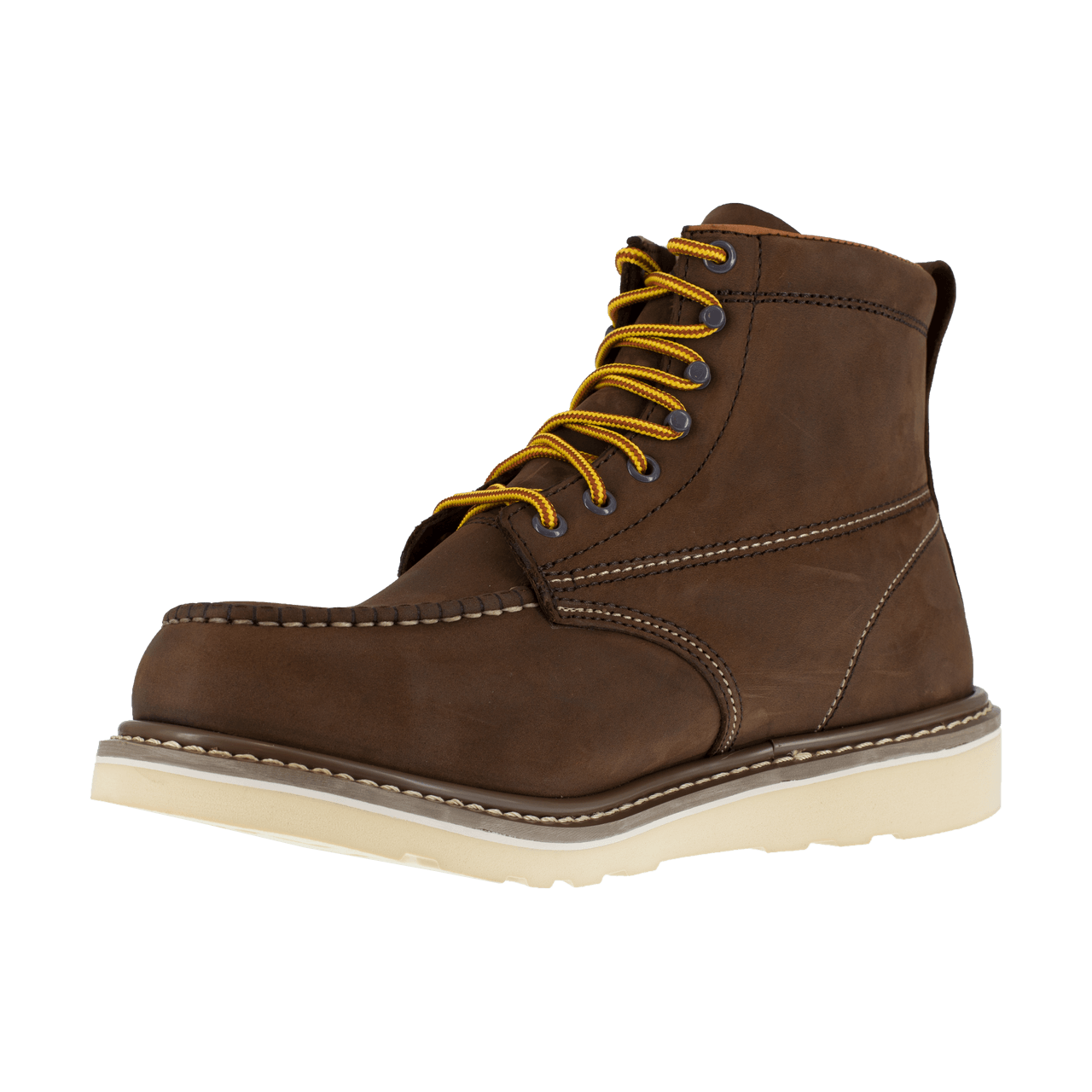 Reinforcer Steel Toe 6 Inch Wedge Work Boots for Men - Brown Safety Shoes for Construction, Warehouse & Outdoor Work | Slip Resistant & Comfortable