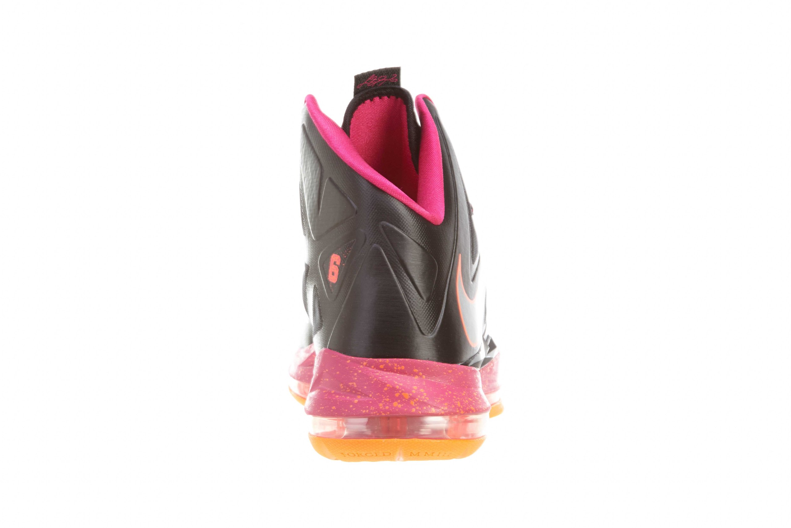 Nike LeBron X (Floridian Away) Basketball Shoes - Black/Cherry-Vivid Orange - Size 12 Men's - High-Performance Court Sneakers for Basketball Games & Training