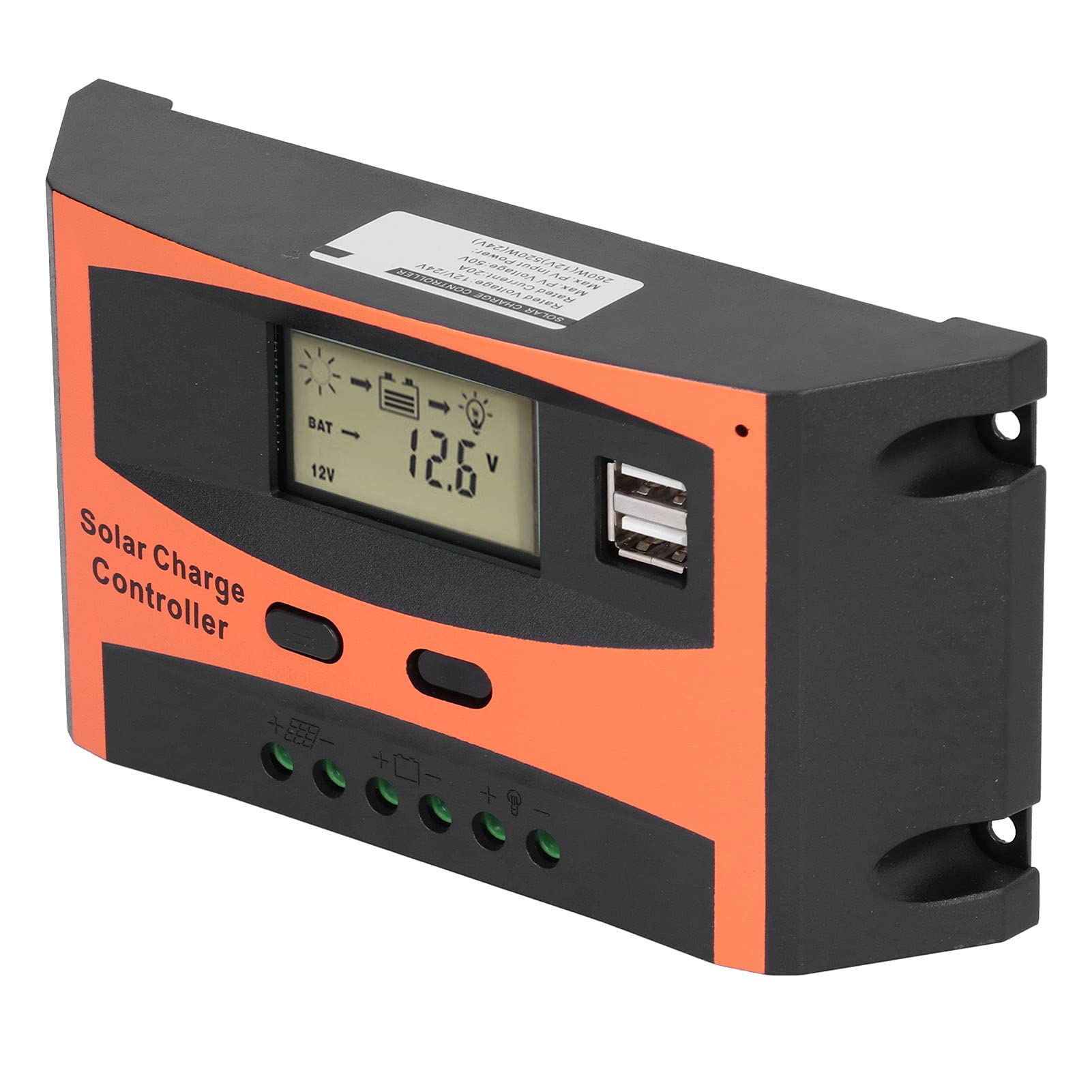 20A 12V/24V LCD Solar Charge Controller - MPPT Solar Battery Regulator for Home, RV, Boat & Off-Grid Power Systems | Waterproof & Durable for Residential & Commercial Solar Projects