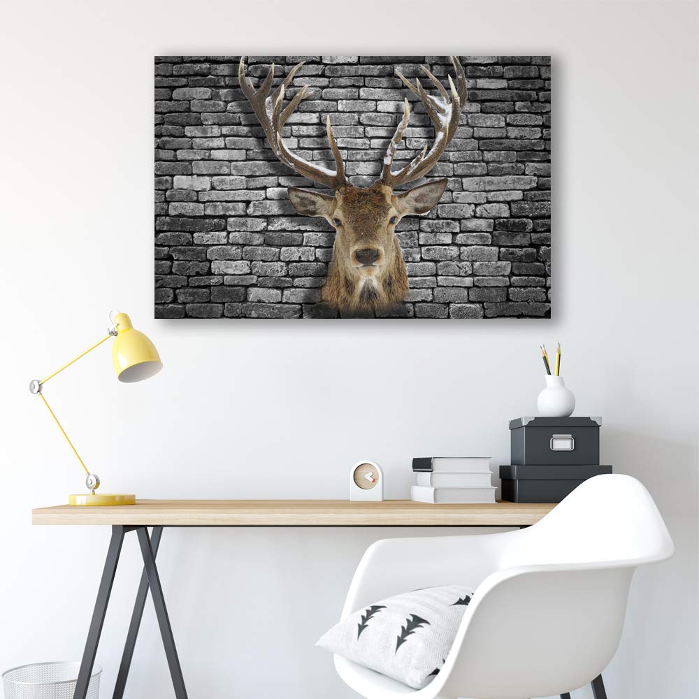Wall26 Canvas Wall Art - Deer Animal Horn Giclee Painting for Bedroom, Living Room, House Decoration, Home Art - 12x18 inches - Perfect for Rustic, Modern, and Nature-Inspired Interiors