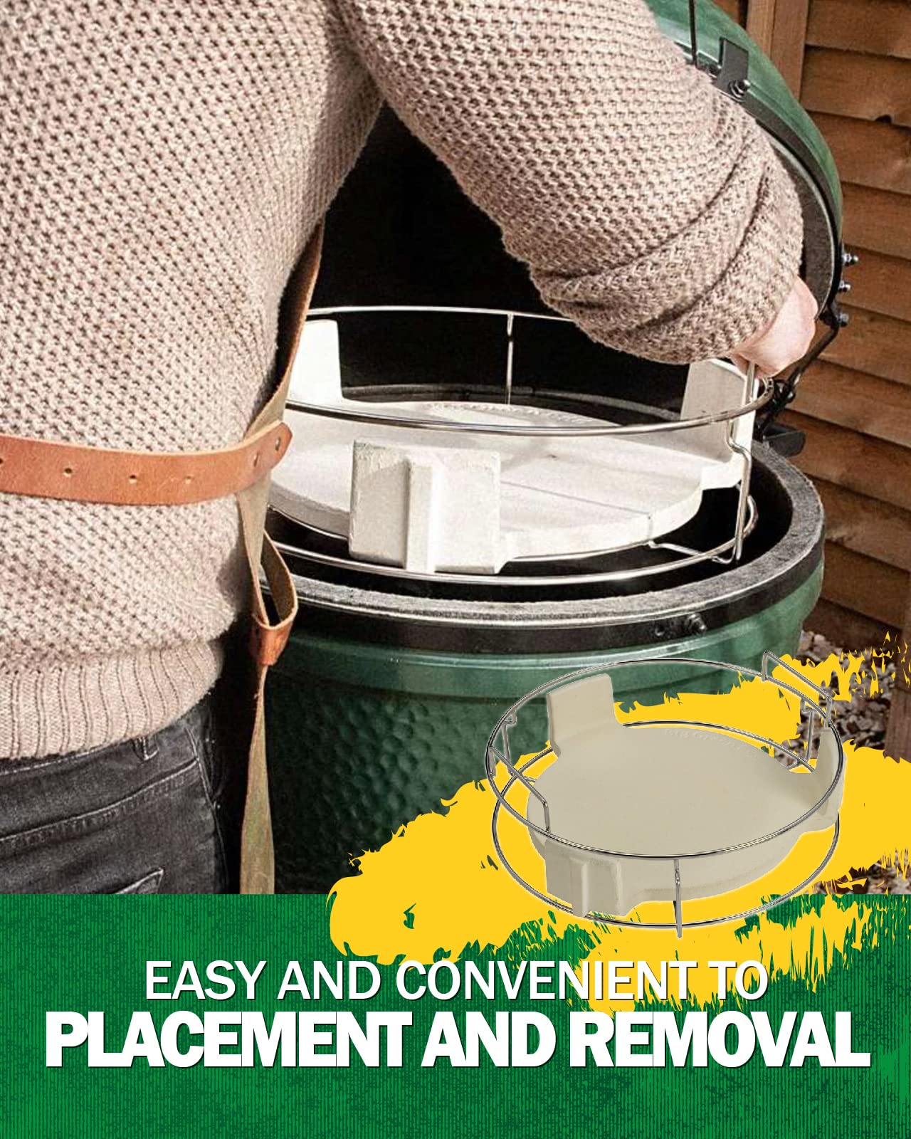 BBQ Expander Rack Kit for Large Green Egg Grill - 2-Piece Multi-Function Rack, Conveggtor Basket & Half-Moon Grids | Heavy-Duty Stainless Steel Kamado Grill Accessories | Perfect for Smoking, Grilling & Baking