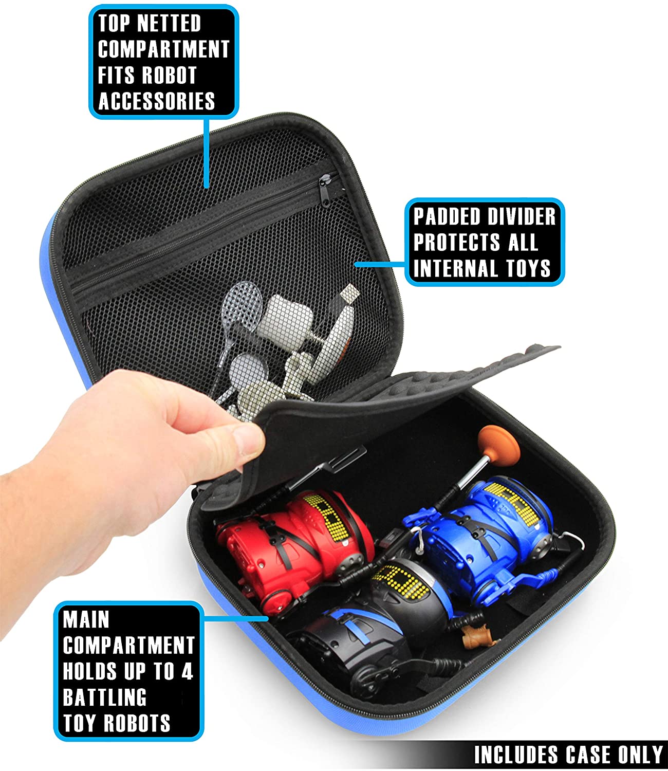 CASEMATIX Robot Storage Case for 4 Ninja Bots - Durable Battle Bots & Ninja Toys Accessories Organizer (Case Only) - Perfect for Toy Storage, Robot Battles & Collectible Display