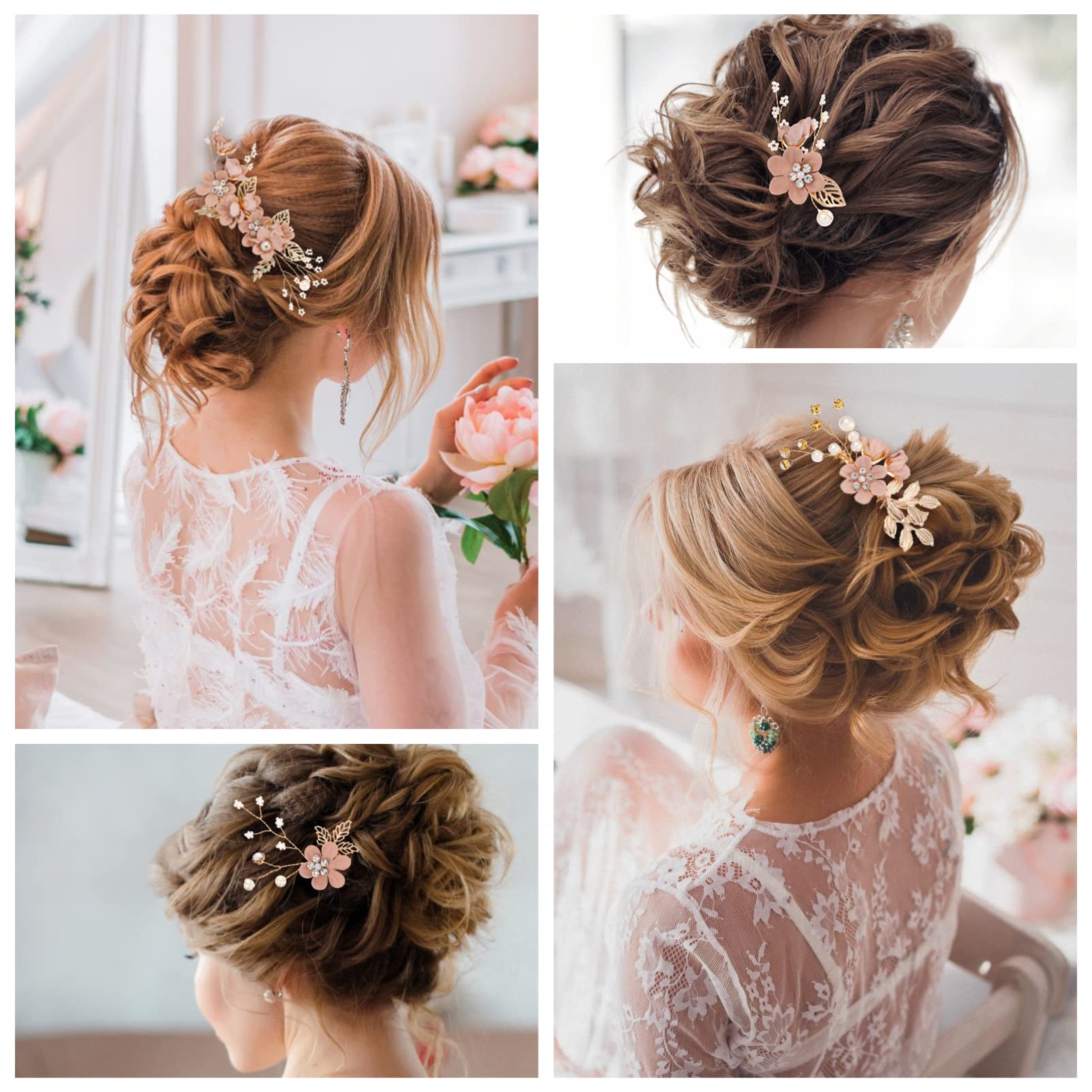 STOBOK 4pcs Bridal Hair Pins Set - Rhinestone Pearl Wedding Hair Clips & U-Shaped Combs for Bride, Bridesmaid, Women & Girls | Perfect for Weddings, Prom, Parties & Special Occasions