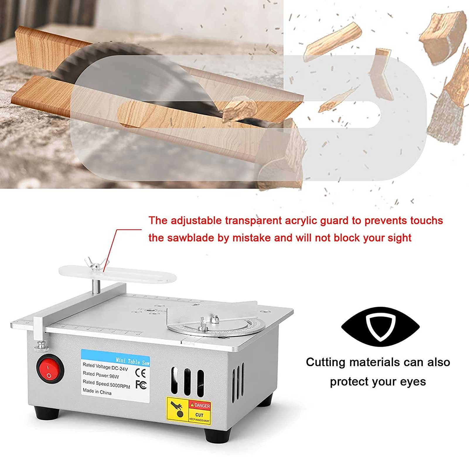 Mini Table Saw - Portable Desktop Precision Saw with Adjustable Speed & Angle for Hobby Crafts | Compact Household Chainsaw for Woodworking, DIY Projects & Model Making